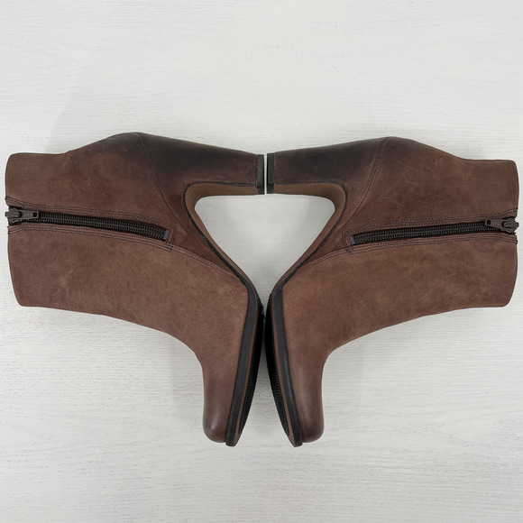 Ecco Jaffna Brown Sepia Leather Zip Heeled Ankle Boots Size US 6 EU 37 - Picture 6 of 12
